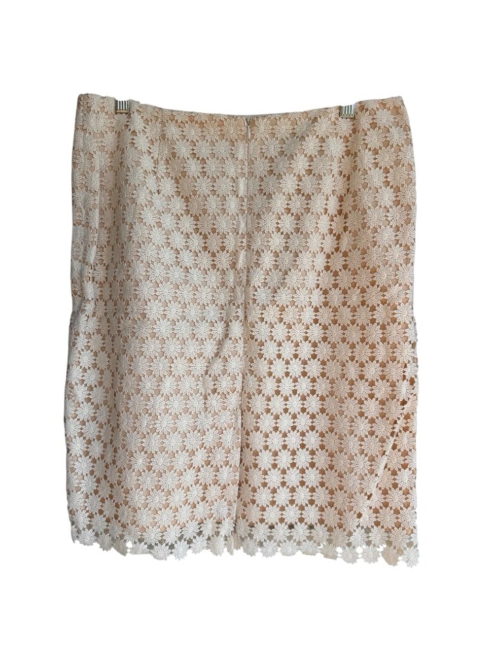 Talbots Women Floral Lace Daisy Boho Chic Formal Pencil Skirt Beige 12 Lined NWT - Picture 12 of 12